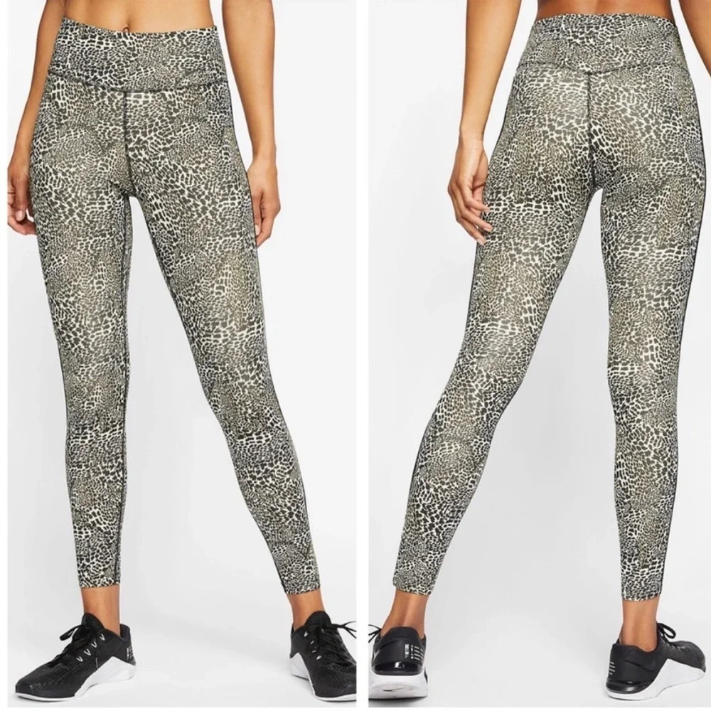 Nike One Leopard Print Mid Rise 7/8 Dri-Fit Tights
